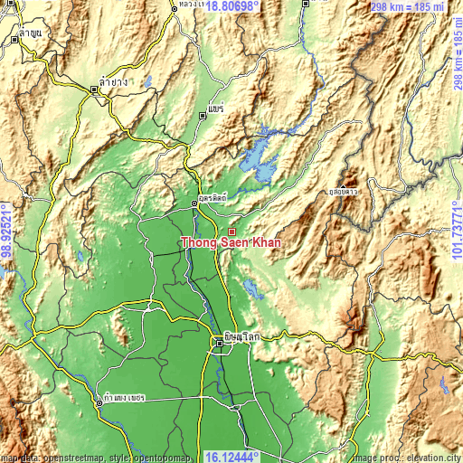 Topographic map of Thong Saen Khan