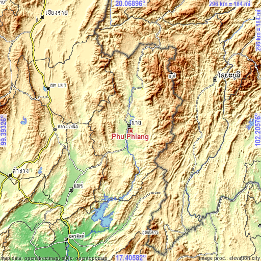 Topographic map of Phu Phiang