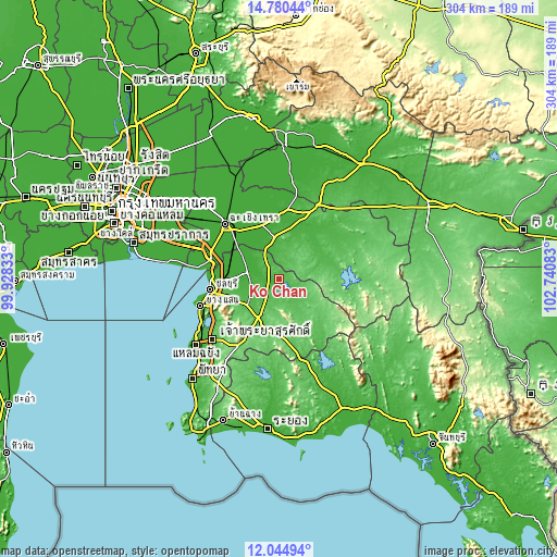 Topographic map of Ko Chan