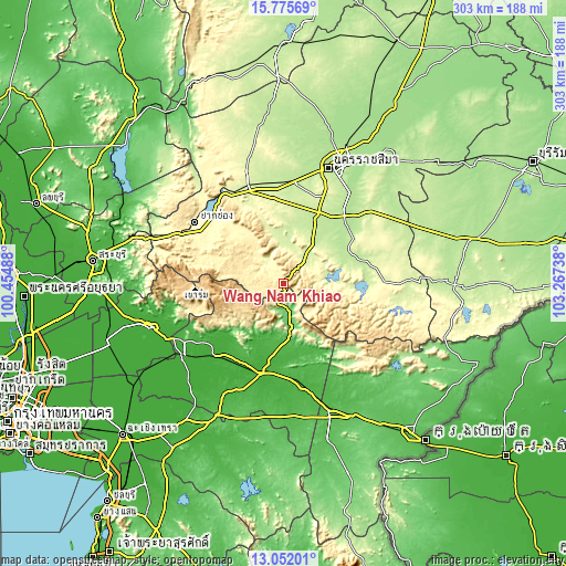Topographic map of Wang Nam Khiao