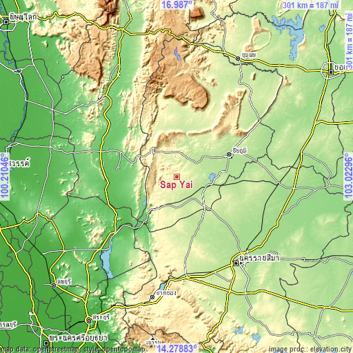 Topographic map of Sap Yai