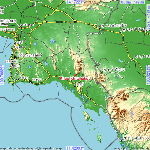 Topographic map of Khao Khitchakut