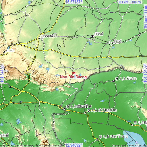 Topographic map of Non Din Daeng