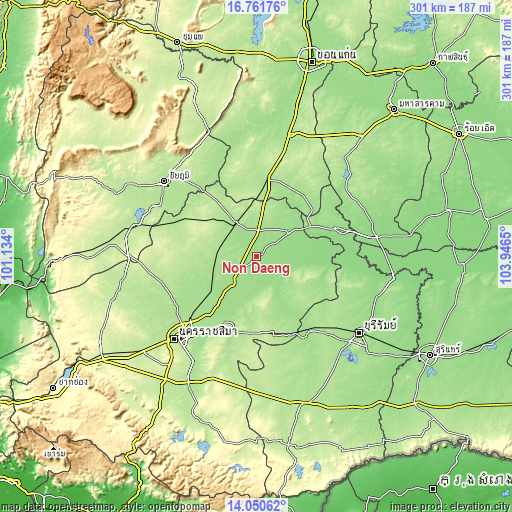 Topographic map of Non Daeng