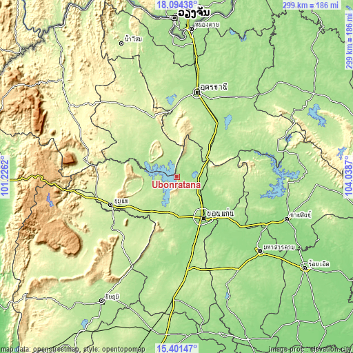 Topographic map of Ubonratana