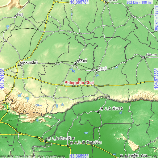 Topographic map of Phlapphla Chai