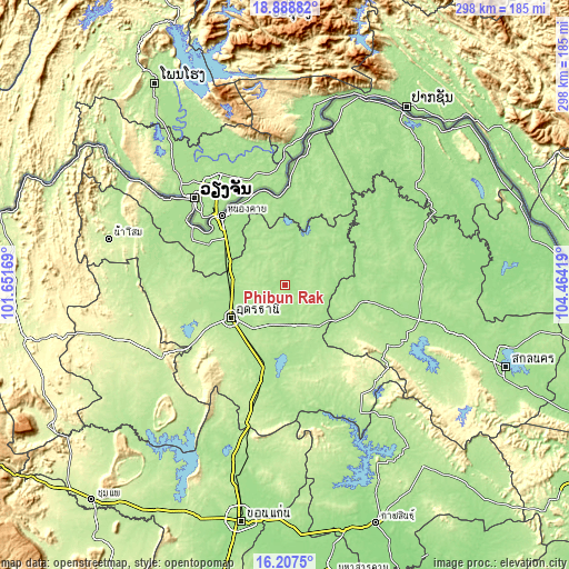 Topographic map of Phibun Rak