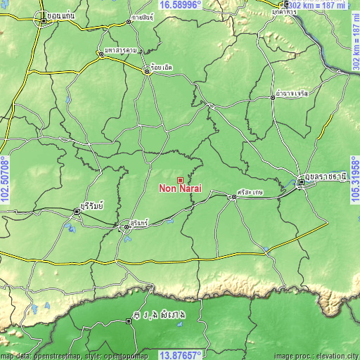 Topographic map of Non Narai