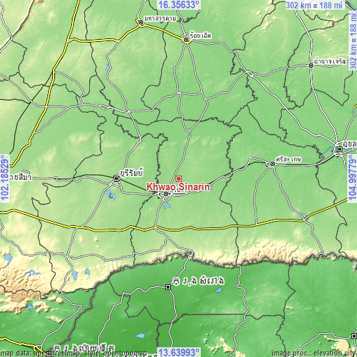 Topographic map of Khwao Sinarin