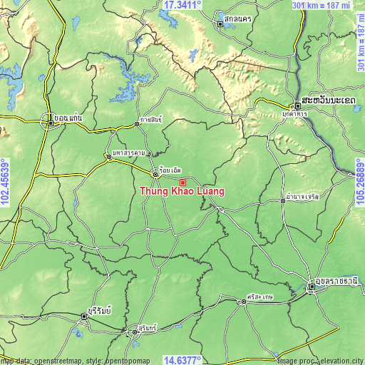 Topographic map of Thung Khao Luang