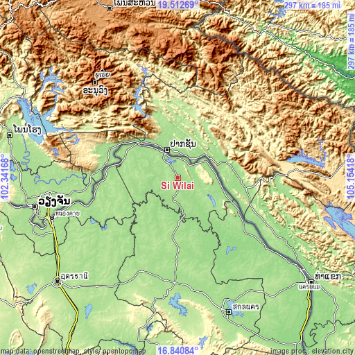 Topographic map of Si Wilai