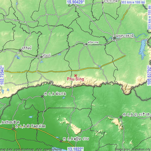 Topographic map of Phu Sing