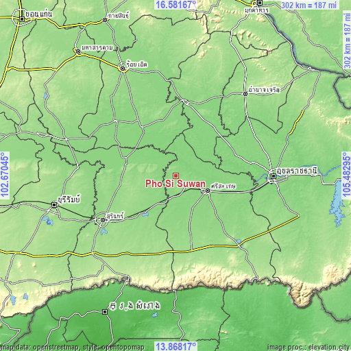 Topographic map of Pho Si Suwan