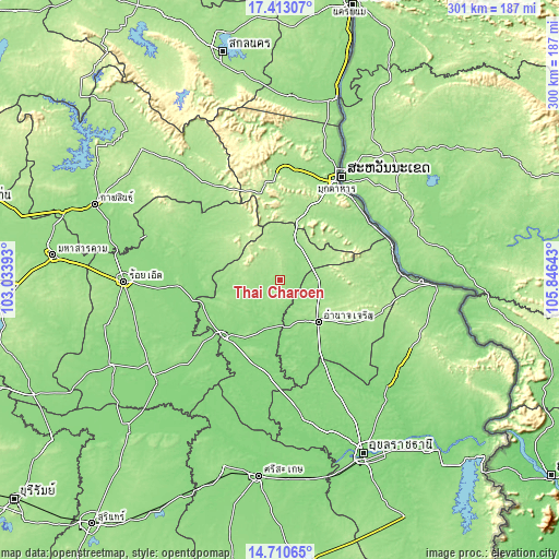 Topographic map of Thai Charoen