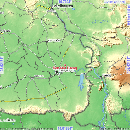 Topographic map of Don Mot Daeng