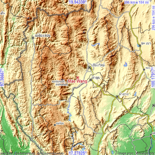 Topographic map of Mae Wang