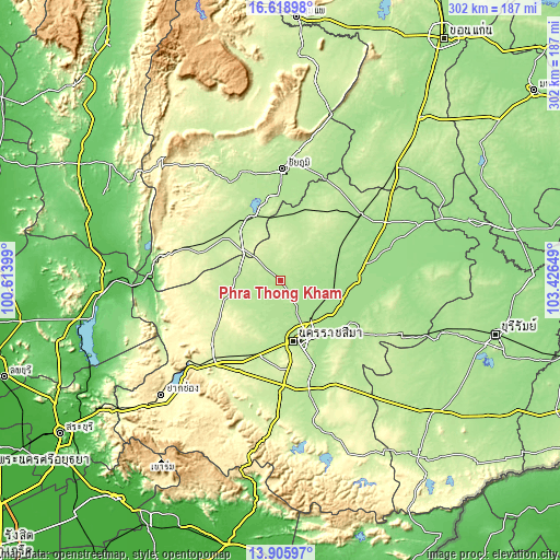 Topographic map of Phra Thong Kham