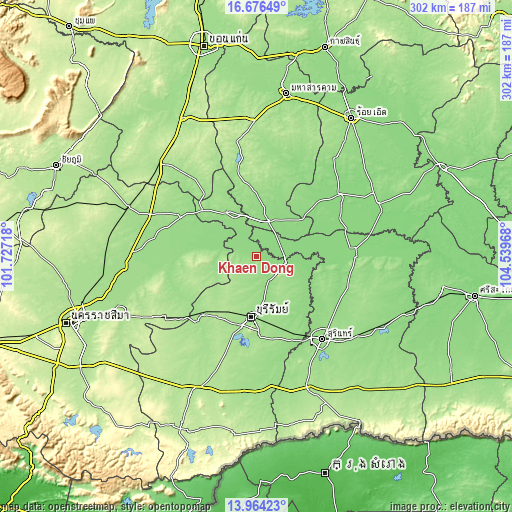 Topographic map of Khaen Dong