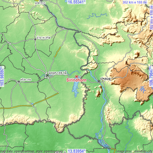 Topographic map of Sirindhorn