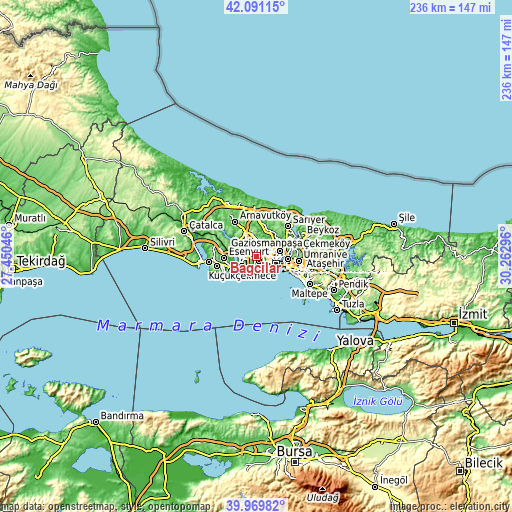 Topographic map of Bağcılar