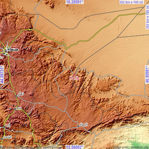 Topographic map of Ḩarīb
