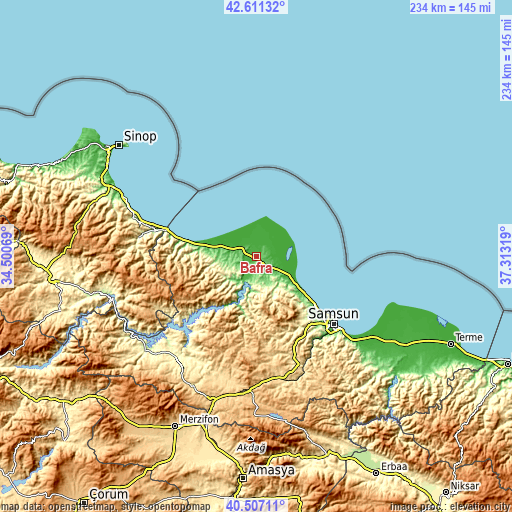 Topographic map of Bafra