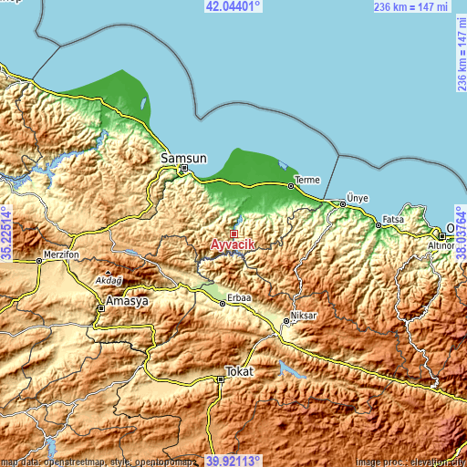 Topographic map of Ayvacık
