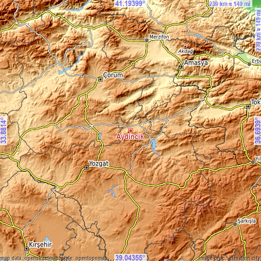 Topographic map of Aydıncık