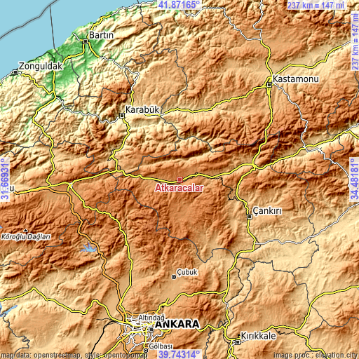 Topographic map of Atkaracalar