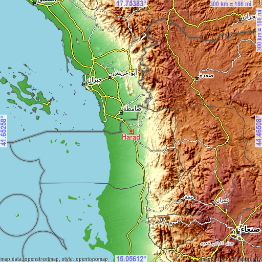 Topographic map of Ḩaraḑ