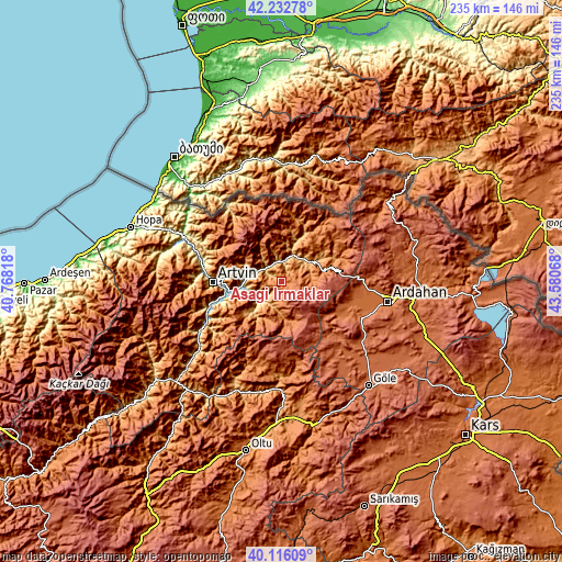 Topographic map of Aşağı Irmaklar