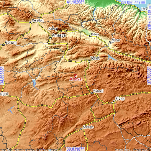 Topographic map of Artova