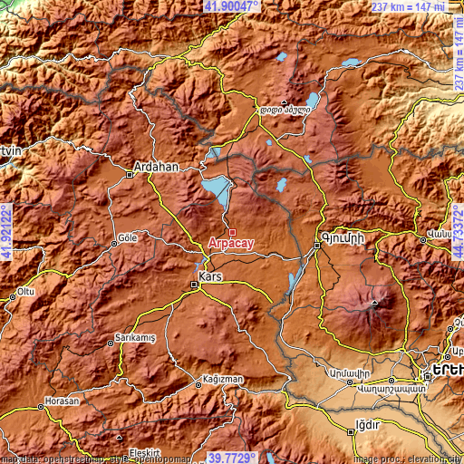 Topographic map of Arpaçay