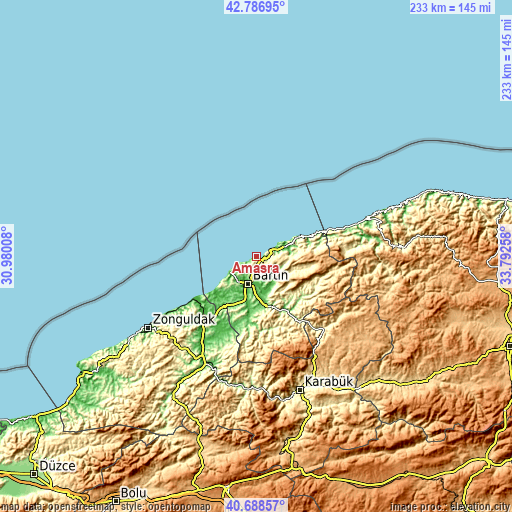 Topographic map of Amasra