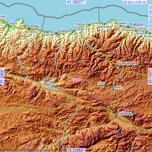 Topographic map of Alucra