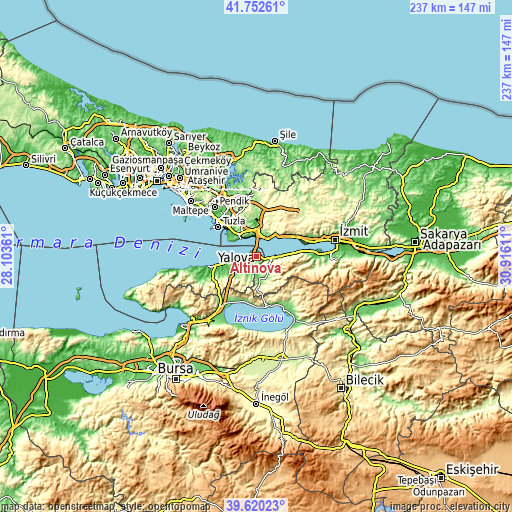 Topographic map of Altınova