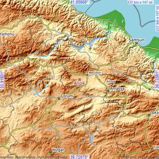 Topographic map of Alıcık