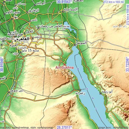 Topographic map of Ain Sukhna