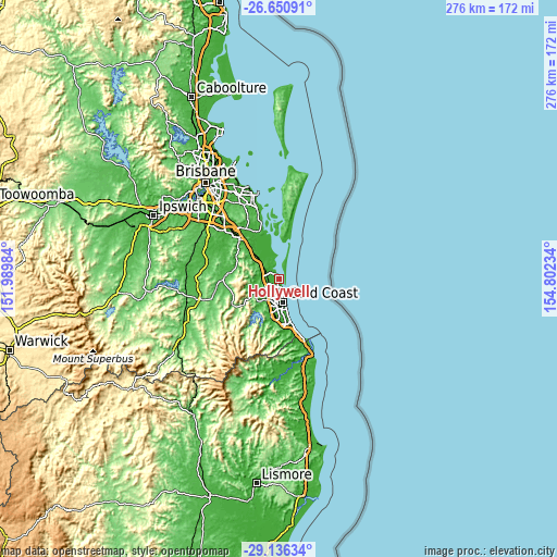 Topographic map of Hollywell