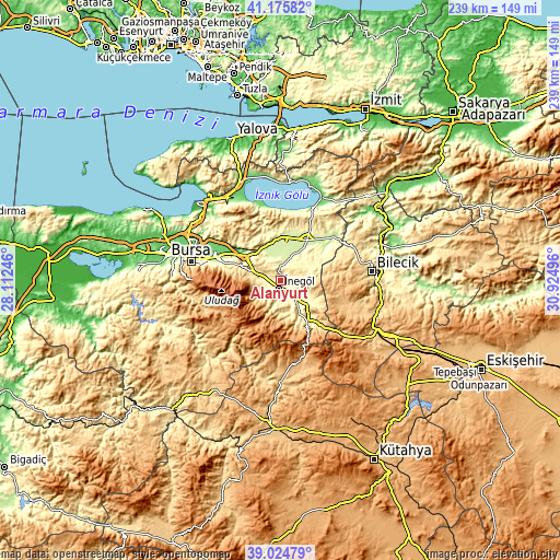 Topographic map of Alanyurt