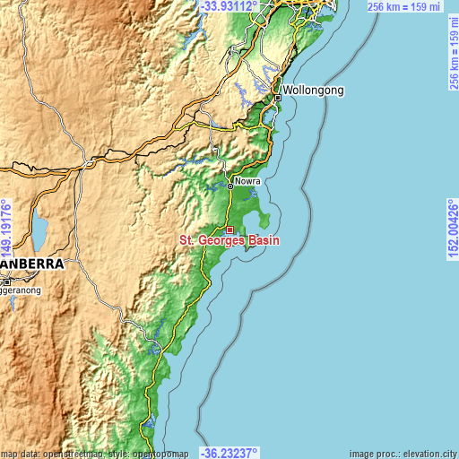 Topographic map of St. Georges Basin