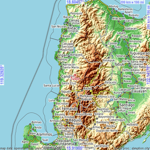 Topographic map of Tubo