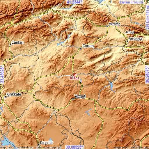 Topographic map of Alaca