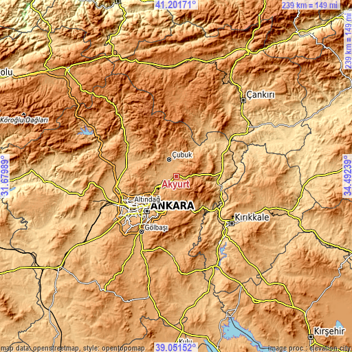 Topographic map of Akyurt