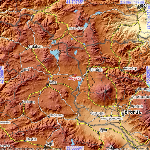 Topographic map of Akyaka