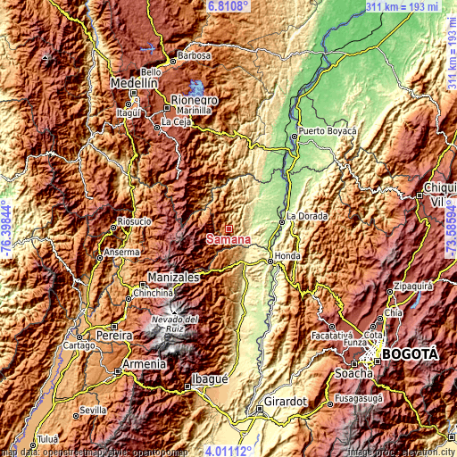 Topographic map of Samaná