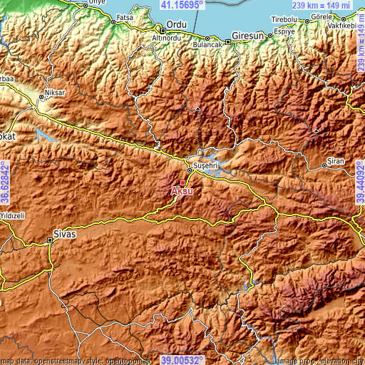 Topographic map of Aksu