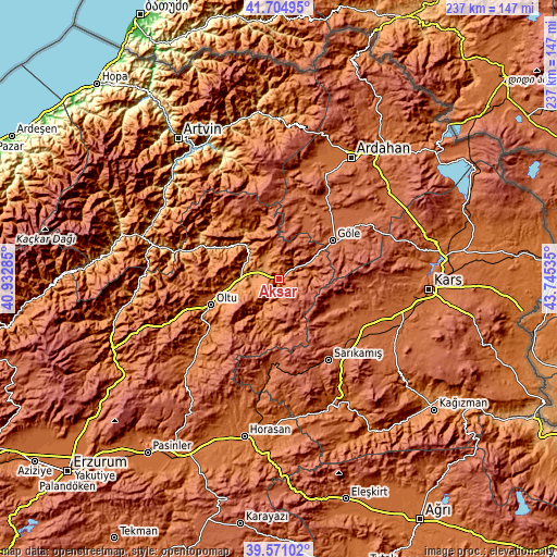 Topographic map of Akşar