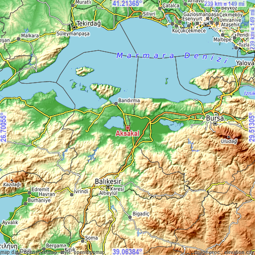 Topographic map of Aksakal