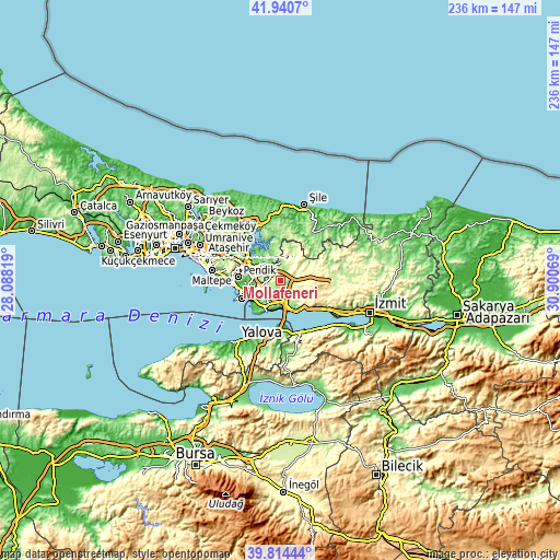 Topographic map of Mollafeneri